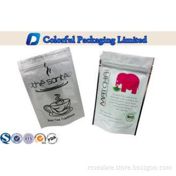 Small Glossy printing Stand Up Tea Packaging Bags with cust